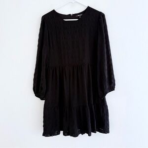 Madewell Black Puff Sleeve Ruffle Hem Mini Dress 12